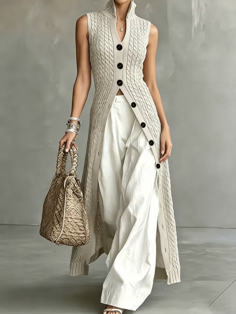 New Women's Fashionable and Elegant Versatile Spring/Summer V-Neck Split Hem Sle